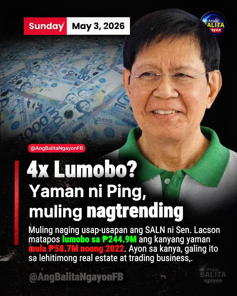MALAMANG NAKATANGGAP NG MILYONES BASURA MALETA SI TUTA
🐊 PING LACSON.🙄
4X LUMOBO?” YAMAN NI PING , MULING MAGTRENDING