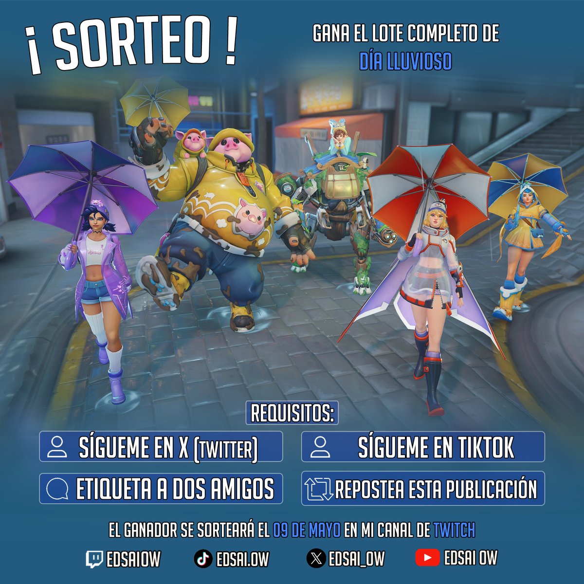 edsai_ow's tweet photo. Gana el Megalote 'Día Lluvioso' de #Overwatch gracias a que Blizzard nos ha regalado códigos para la comunidad! ♥ 

Requisitos
* Seguirme en X y TikTok  
* Darle like al post   
* Etiquetar a dos amig@s 
* Repostear
#OverwatchLATAM #OverwatchEspañol #OWLatamSorteo #OWDíaLluvioso https://t.co/FhMGPXjpMW