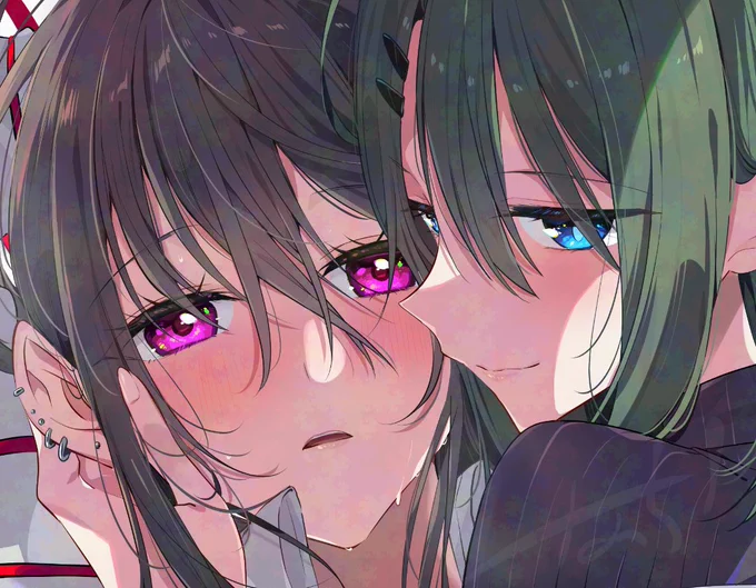 コミティアで出す予定の新作百合同人誌の表紙ぬり たのし 試行錯誤…