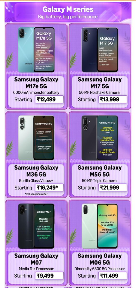 ayansonunigam's tweet photo. 🚨 Samsung Galaxy M Series Amazon Great Summer Sale Prices Revealed
#Samsung #GalaxyMSeries https://t.co/oV24TyQiAU