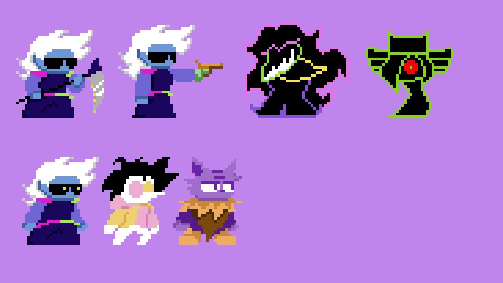 theothermuppet's tweet image. sprites for the Devilsknife route
#deltarune #Deltaruneau #pixelart @theotherpuppet @ChapterRewrite