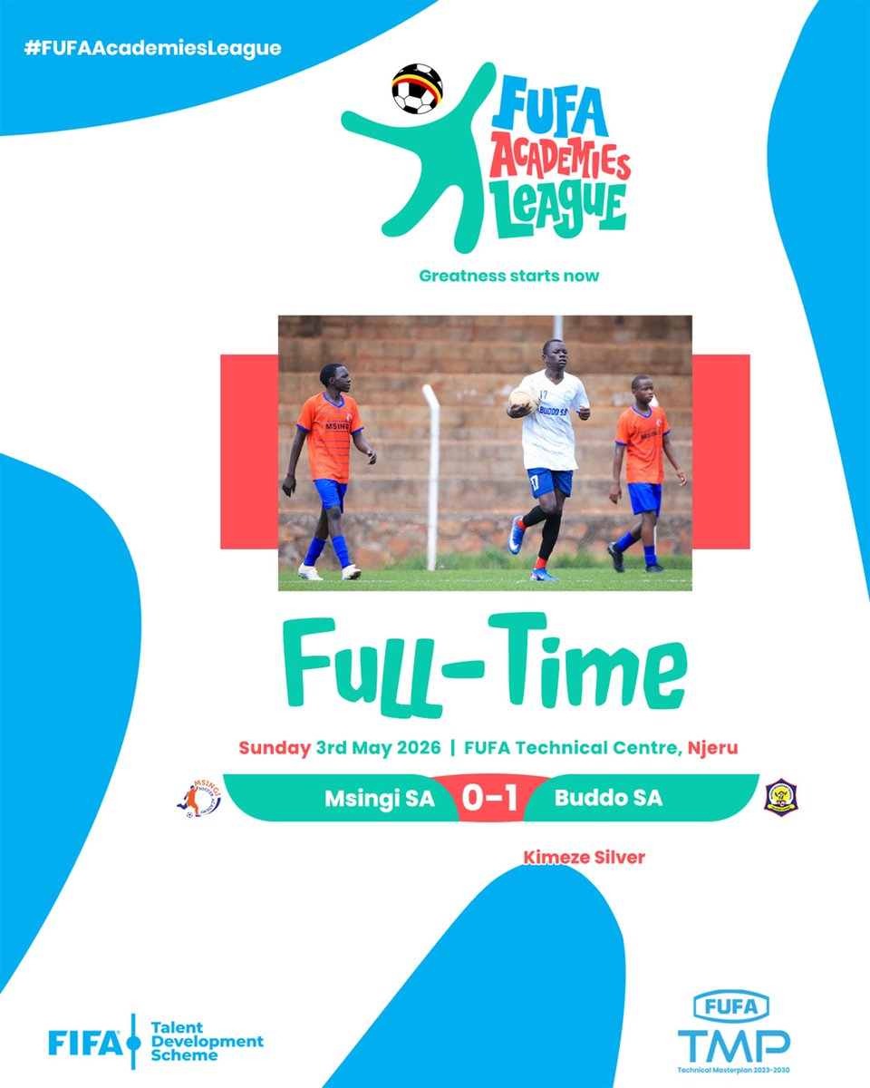 FUFAYouthComp's tweet photo. Match day 6

Full-Time! Msingi SA 0️⃣-1️⃣ Buddo SA
FUFA Technical Centre, Njeru

#FUFAAcademiesLeague | #FIFATDS https://t.co/Du7y3dHk1S