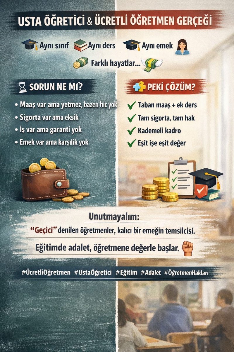 Depremde biz vardık
Pandemide biz vardık
Zor zamanda varız da hakta neden yokuz?
#EğitimciyeKadro
#suçdeğil
USTA ÜCRETLİ OMUZ OMUZA