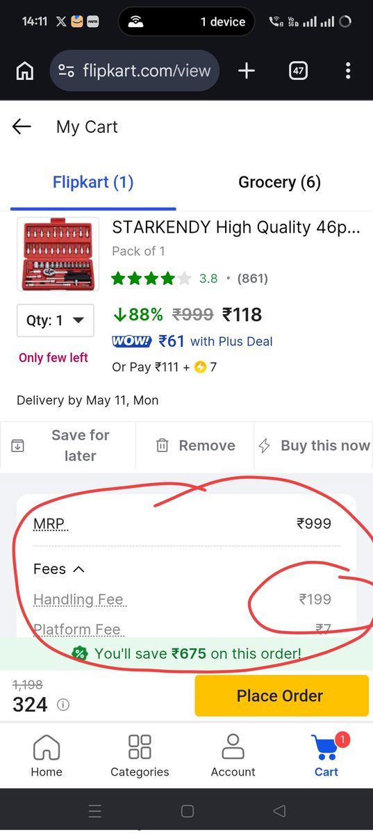 hereLITAN's tweet photo. @Flipkart @amazonIN @flipkartsupport  Buying item @118 then after seeing Processing fee  thinking like ( Are they processing from Mars ) https://t.co/fgMTo5lTNr