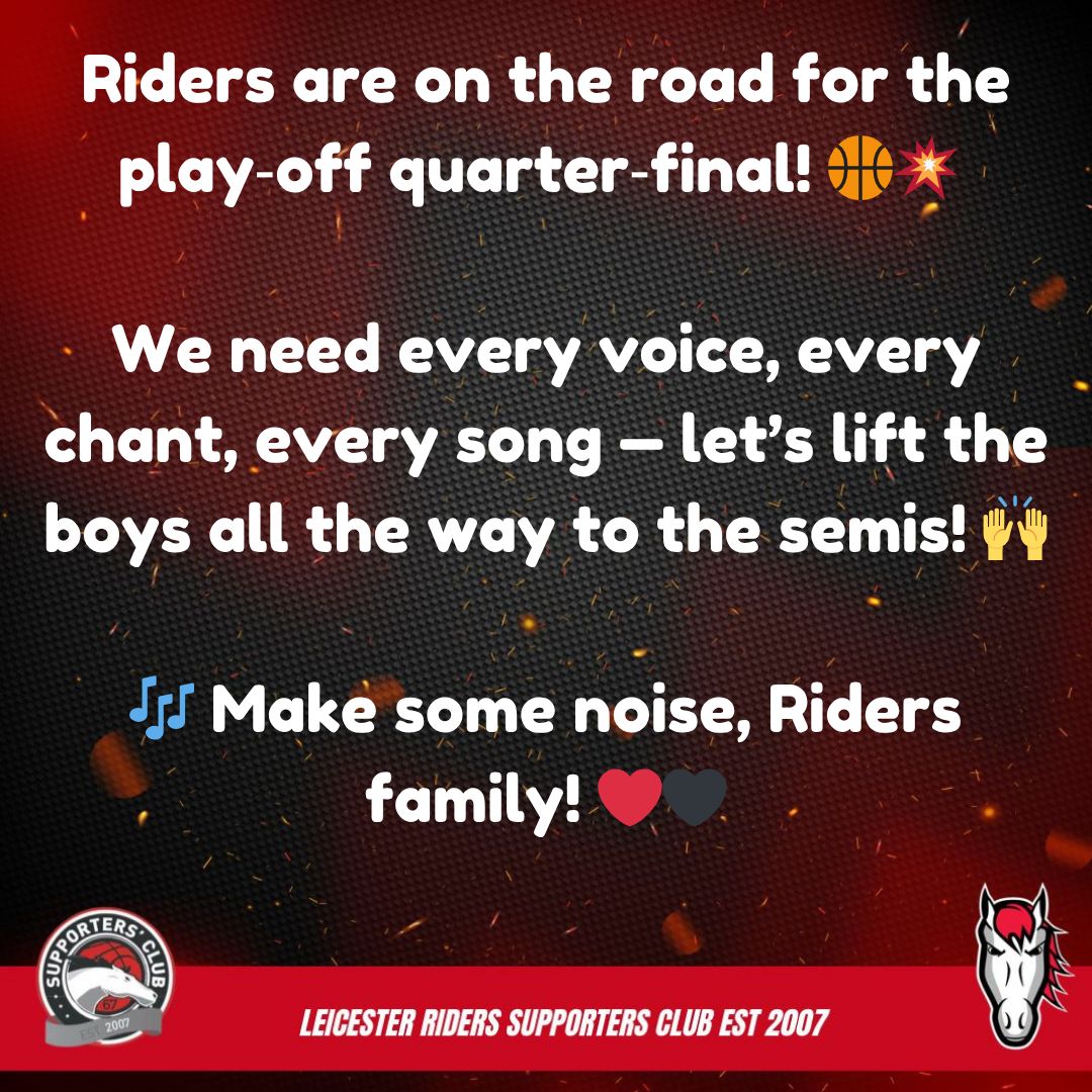 LRSCbball's tweet photo. @Ridersbball fans — 4pm tip‑off this afternoon and we’ve got over 70 travelling fans heading to Sheffield! 🔥🏀 https://t.co/clxzcIyG9L