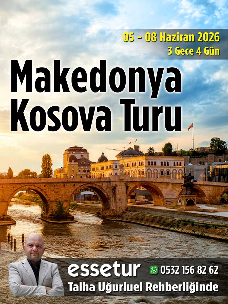 essetur's tweet photo. Evlad-ı Fatihan toprakları olan Makedonya ve Kosova siz değerli misafirlerini bekliyor. @Talhaugurluel rehberliğinde 05 - 08 Haziran 2026 tarihleri arasında gerçekleşecek olan Makedonya - Kosova turumuza bekleriz efendim. Bilgi ve Rezervasyon için 05321568262 
Detaylar 👉 https://t.co/c662tBmY4f…