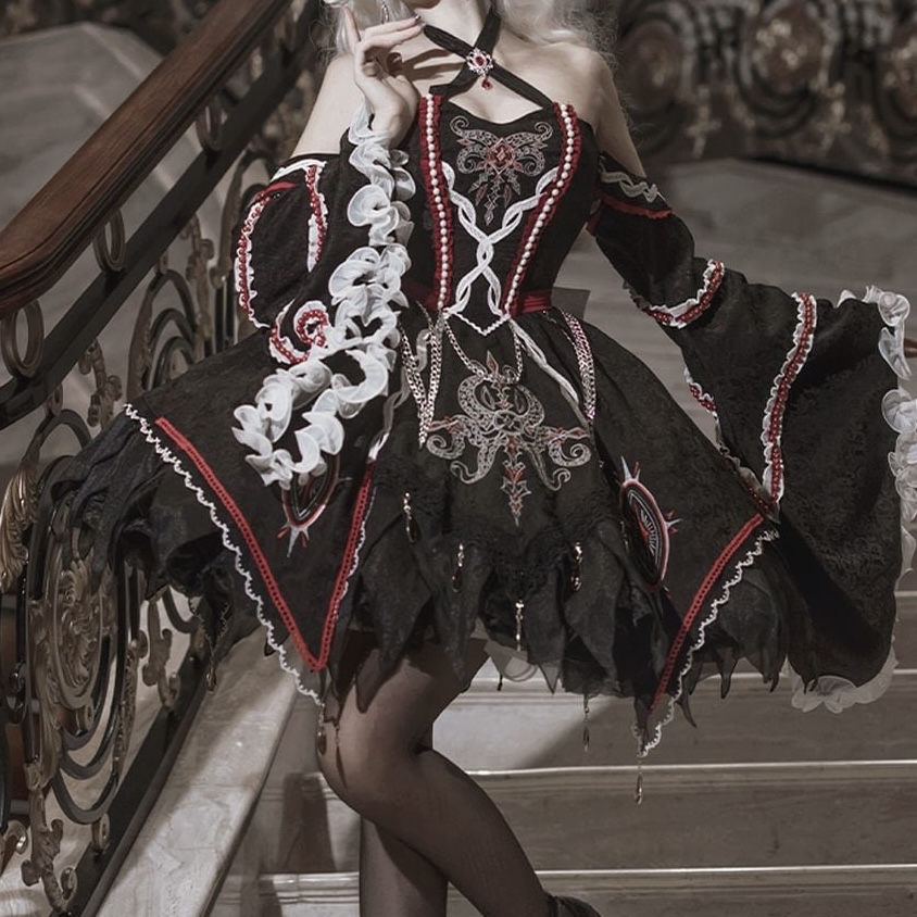 ダークゴシック姫袖ワンピースセット♡