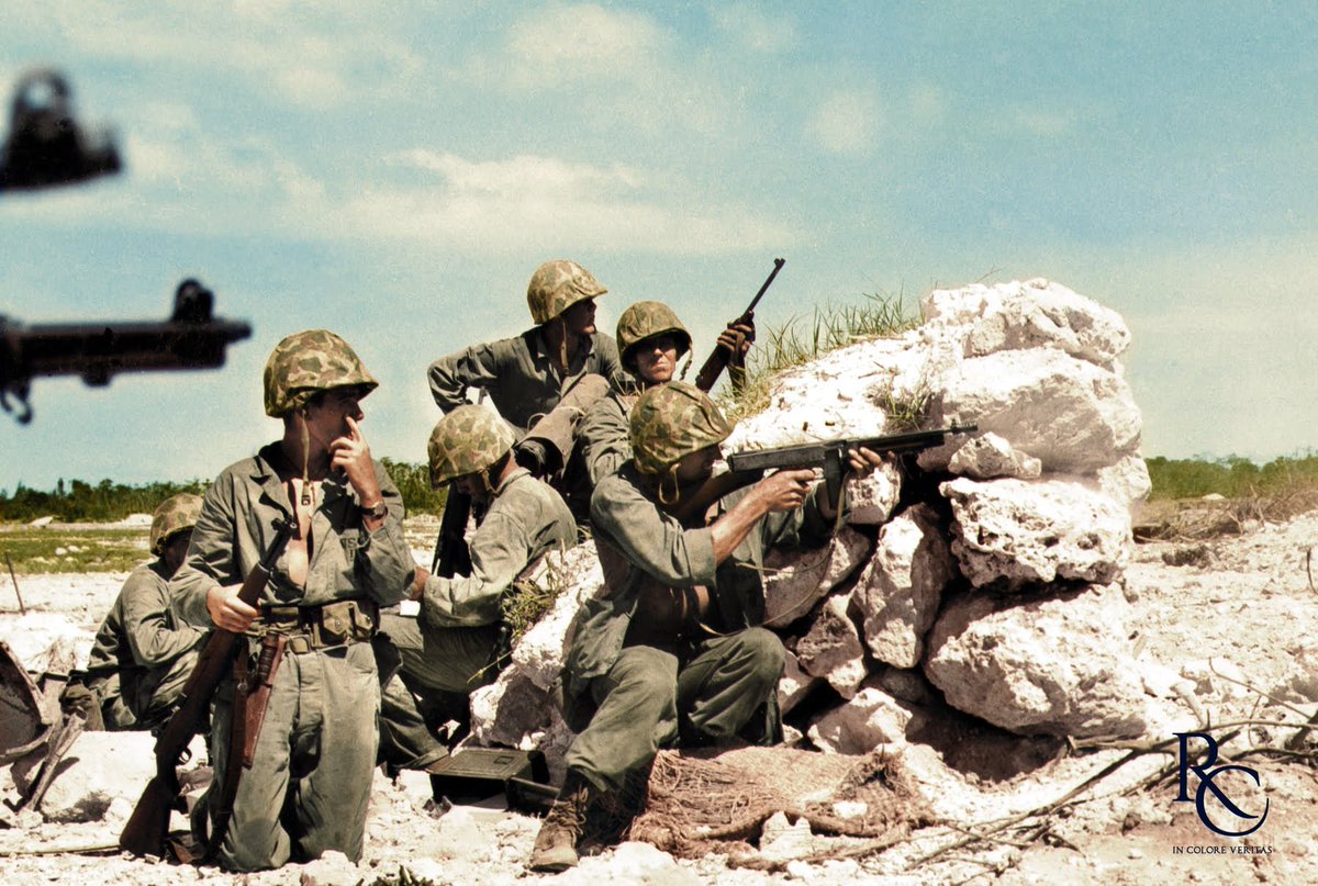 Peleliu Sept 1944 Men from the 1st Marine division fire at Japanese ...