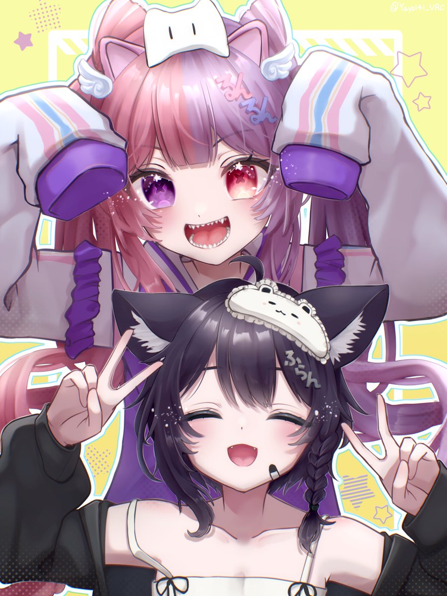 面白くて大好きな2人🩷💜🖤
#描いたよるんるん　
#腐乱描きたいね