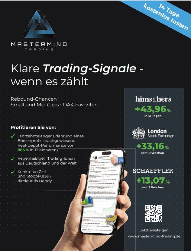 Mastermind_gb's tweet photo. In der aktuellen Ausgabe der renommierten Anlegerzeitschrift "BÖRSE ONLINE", die in Deutschland, Österreich und der Schweiz erscheint, befindet sich diese Woche wieder eine Werbeseite meines gemeinsam mit der Kulmbacher BÖRSENMEDIEN AG ins Leben betriebenen Telegram-Kanals "MASTERMIND-TRADING".

Neu ist nun das auf der rechten Seite die ersten herausragenden Trades aufgelistet sind.

Nach wie vor sind die ersten 14 Tage kostenlos und ermöglichen neben der Einsicht auf die aktuell im Musterdepot befindlichen neun Aktien auch ein komplettes Zurückblättern über alle seit Kanal-Start im Januar erschienen Beiträge und Messages.

Wer diese kostenlosen 14 Tage nicht nutzt um sich wenigstens anzuschauen was ihm dort geboten wird, sorry, aber dem kann dann vermutlich auch nicht mehr geholfen werden.

Viel Spaß beim Stöbern, wir sehen uns auf Telegram!

#aktien #börse #investieren #finanziellefreiheit #trading #finanzen #geldanlage #aktienmarkt #vermögensaufbau