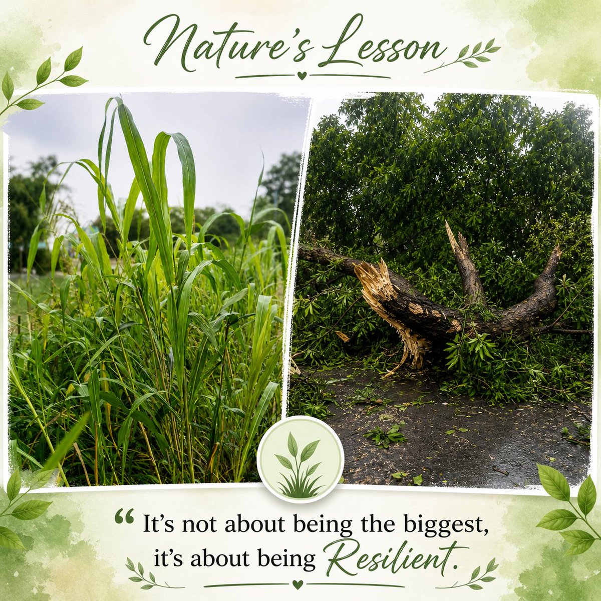 Susmita889's tweet image. Sometimes, life teaches its deepest lessons in the simplest ways…
The mighty tree, once standing tall with pride, can be uprooted in a storm.
Yet the humble grass, soft and flexible, bends with the wind-and rises again.
#PositiveVibes #Positivity #Resilience 
#Nature