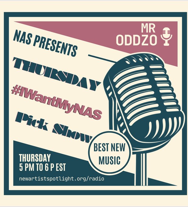 AdrianFerrari25's tweet image. Every Thursday we have a New @MrOddzo
Show with @NAS_Spotlight
 
SPECIAL 🎶Join the Show and Discover New Artists with Great Songs

#SupportNewMusic #IwantmyNAS
@NASIndieRadio 

Not to be missed!! 2PM PT | 5PM ET | 9PM GMT #indiemusic #stoppayola 

newartistspotlight.org/radio