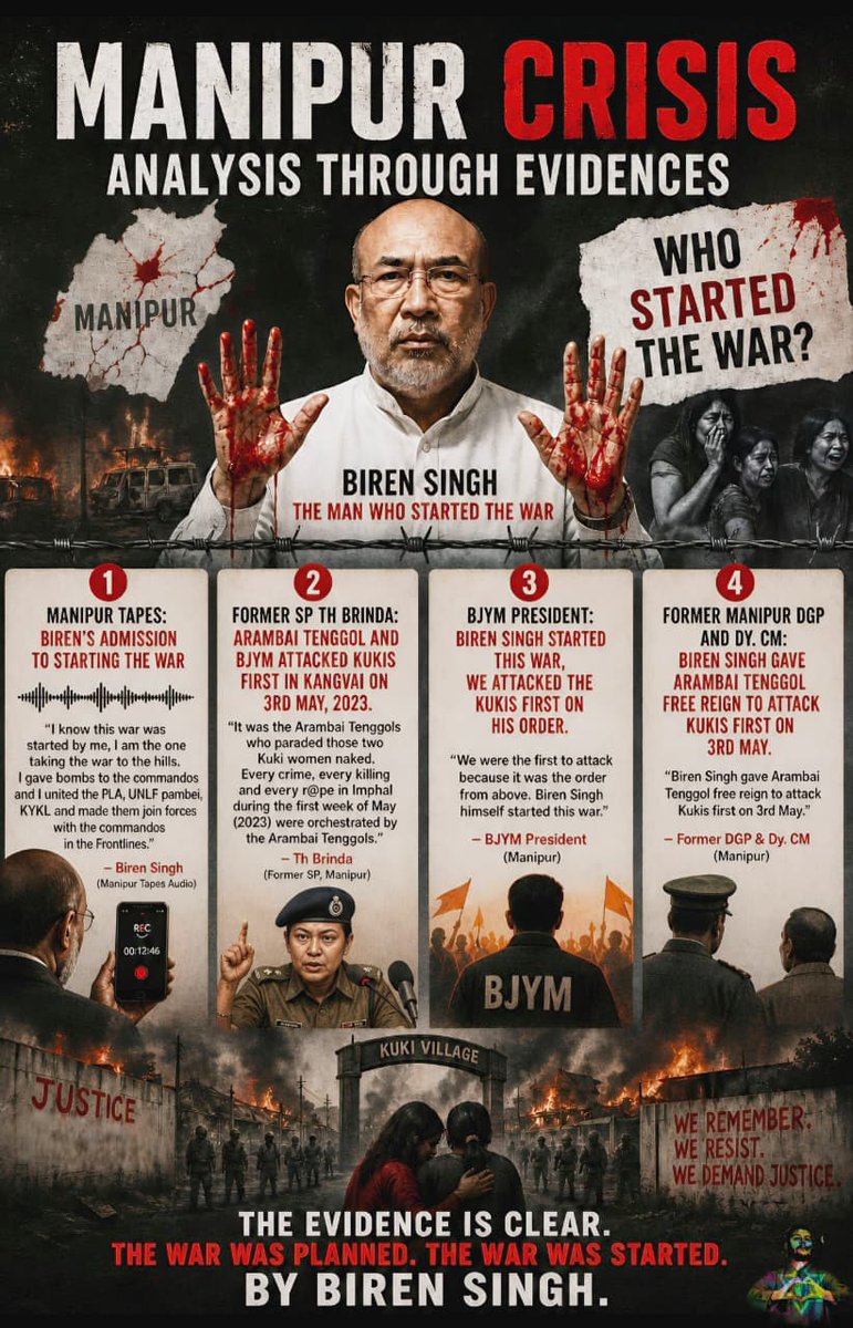 GalngamLenkips's tweet photo. Manipur:
Rather than starting abruptly, the violence increased after Kukis were initially targeted on May 2.
Ethnic genocide against Kuki communities was sponsored by Meitei sectionists in the state of Manipur.
 @HMOIndia @PMOIndia
@adgpi @BSF_India @NBirenSingh @manipur_police https://t.co/HYqFxZhHbs