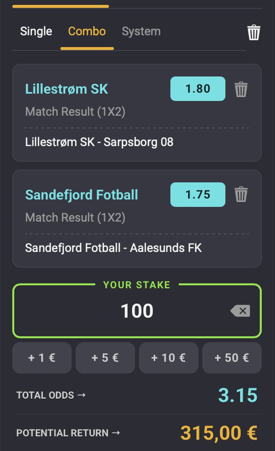 Oddshjelp's tweet image. 🇳🇴⚽️ We're trying a modest #Eliteserien double for Sunday. Wins for 🟡⚫️Lillestrøm and 🔵🔴Sandefjord = Odds of 3.15 #Coolbet #odds