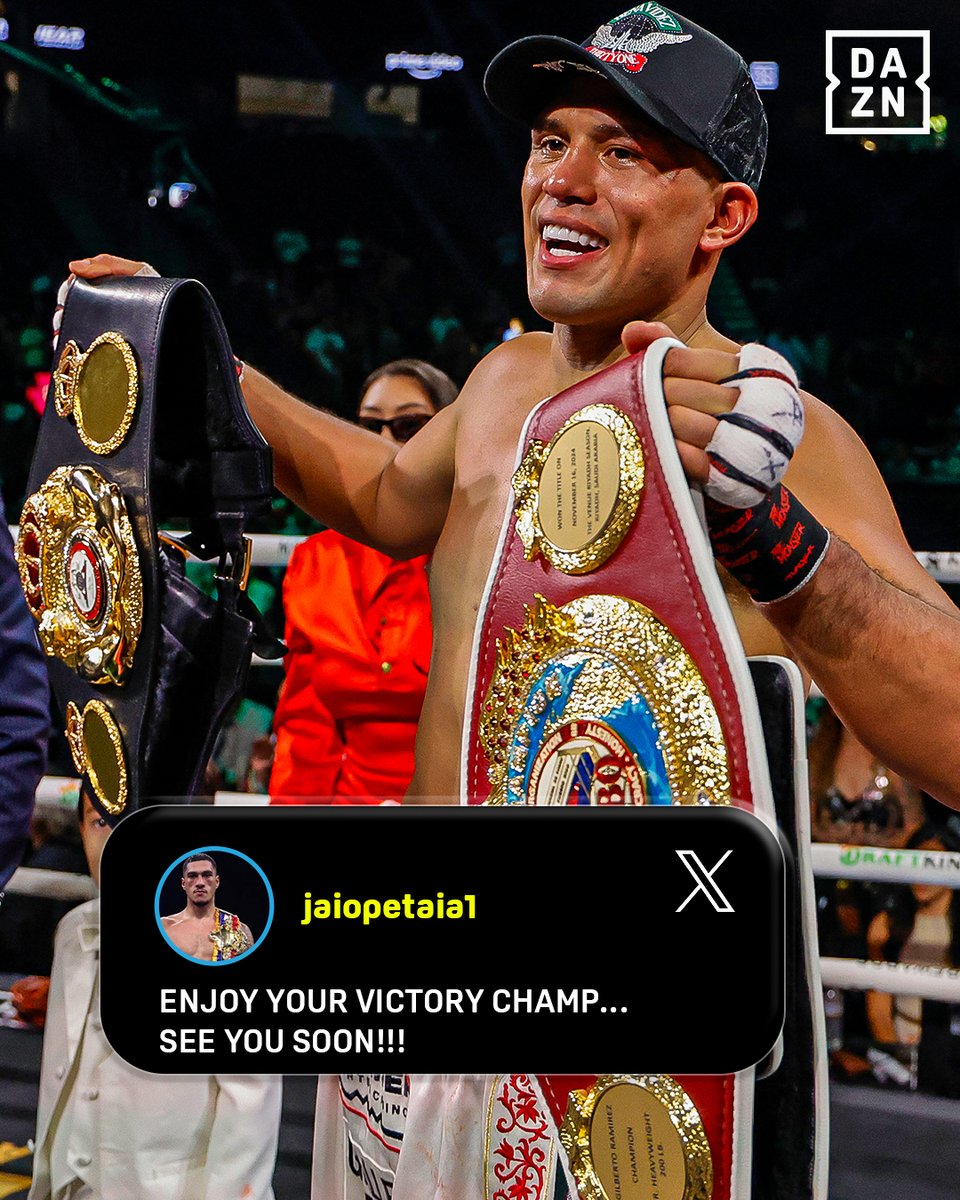 DAZNBoxing's tweet photo. El monstruo has an admirer of those belts in Jai Opetaia 😏

#BenavidezZurdo https://t.co/tm60SqWUPS