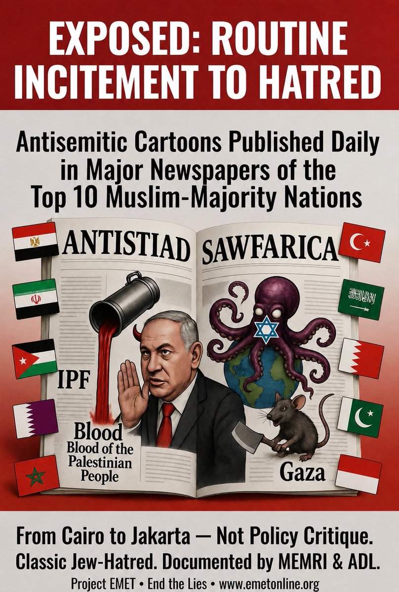 Maccabi226km's tweet photo. 🚨 #ProjectEmet EXPOSÉ:
Antisemitism in Mainstream Media
This isn’t fringe.
These are widely circulated newspapers, state-linked outlets, and major media ecosystems reaching millions.
In multiple countries, classic antisemitic tropes are being normalized at scale.
1/5 https://t.co/1dI0AmNDG3