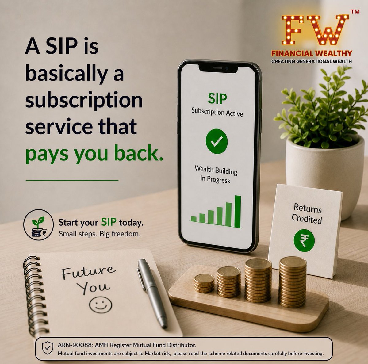 harshmehtafw's tweet image. A SIP is basically a subscription service that pays you back. 📱💸 Swap one useless app for an investment &amp;amp; fund your future today. 

#SIP #Wealth #InvestSmart #money