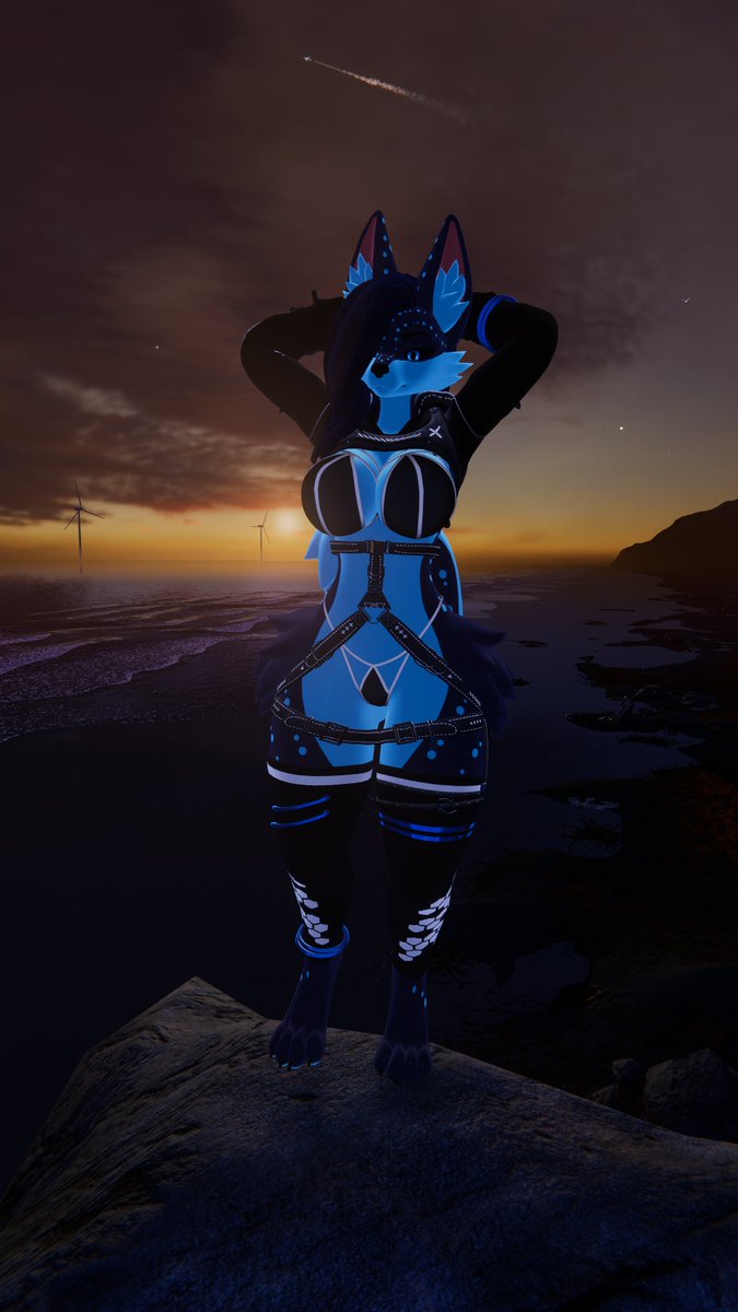Fluffy_Spluffy's tweet photo. Took a couple photos in VRChat of my current main avatar (KFN_Nova) and a new one I've been working on (PuppyMoth). https://t.co/01MgYU7hmX