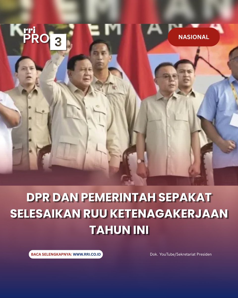 RRIPrograma3's tweet image. DPR dan pemerintah sepakat UU Ketenagakerjaan baru rampung paling lambat akhir 2026. Penyusunan UU Ketenagakerjaan menjadi tindak lanjut putusan Mahkamah Konstitusi terkait UU Cipta Kerja.
rri.co.id/nasional/23855…

#dpr
#uuketenagakerjaan
#uuciptakerja
#pemerintah