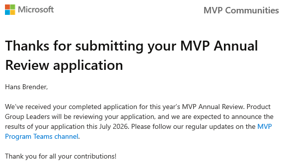 HansBrender's tweet image. It's done. I've entered my activities from last year. Just in the nick of time. 2 days left!
#Microsoft #MVP #Renewal #MVPBuzz