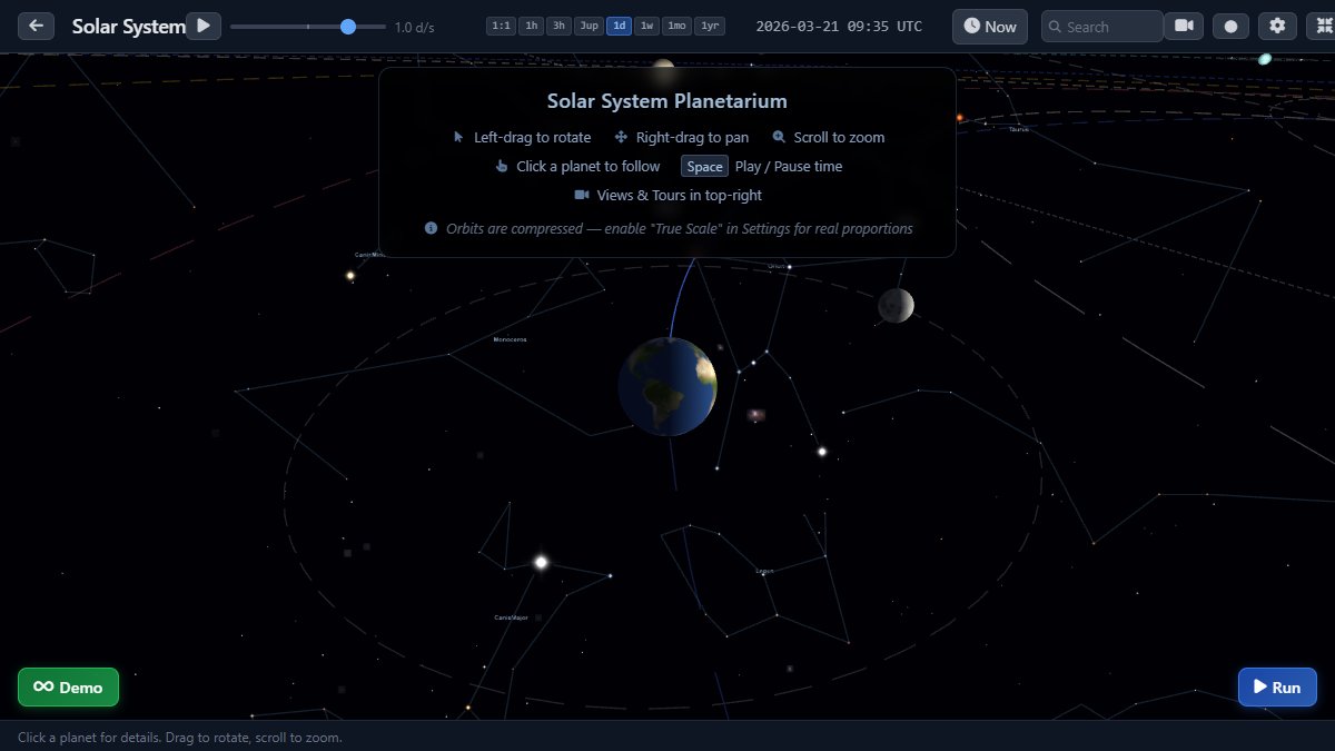 NightBaseApp's tweet image. 3D planetarium: planets, dwarf planets, real shape-modelled asteroids, NEOs and active comets. Speed time up to a year per second and watch the cosmic clockwork unfold. #Nightbase #SolarSystem nightbase.app/SolarSystem