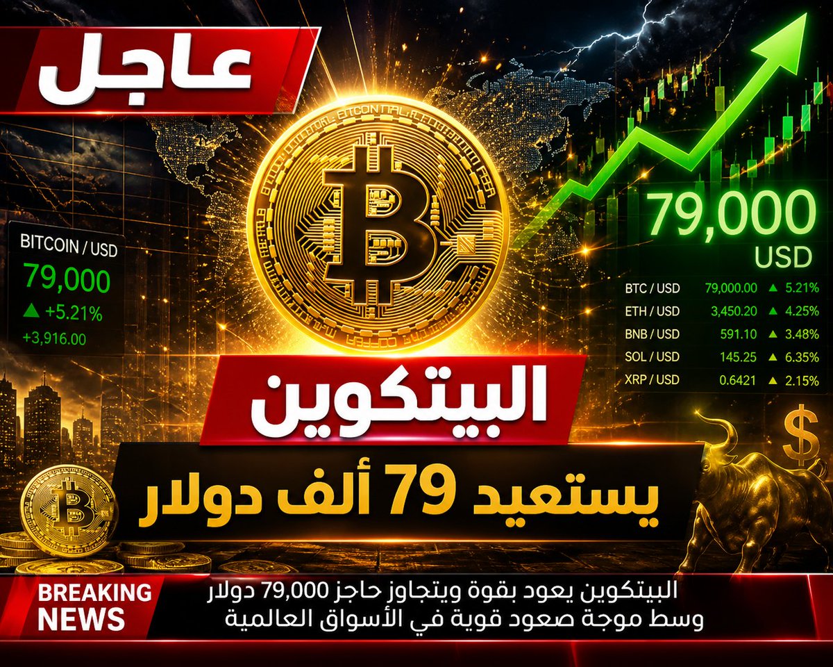 BashModrs's tweet image. 🚨 عاجل: بيتكوين تستعيد مستوى 79,000$ 💥

عودة قوية تعكس استمرار الزخم في سوق الكريبتو 📈

هل تتوقعوا اختراق مستويات أعلى ولا في تصحيح قريب؟ 🤔

#Bitcoin #Crypto