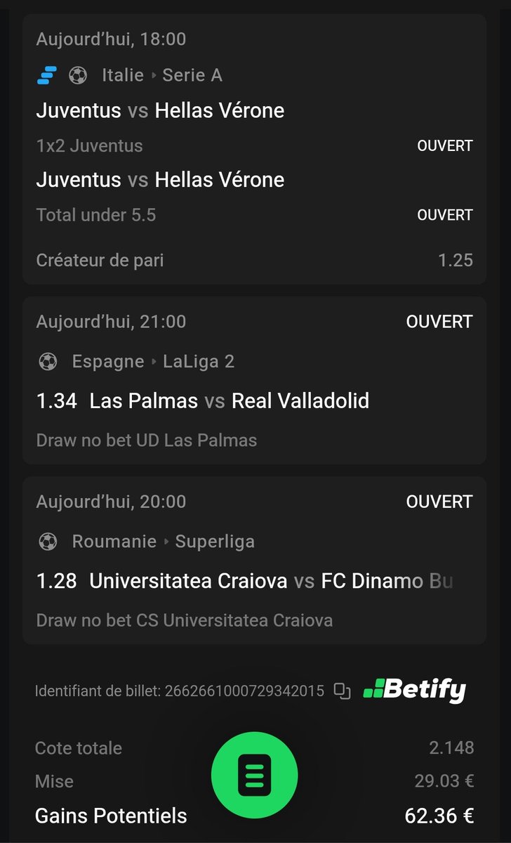 BetClem_'s tweet image. BETS #FOOTBALL ⚽ 03/05 🗓️ 

COMBINÉ DU JOUR ☘️ 
@2.01
37.50€ ➡️ 75.60€
Meilleures cotes ici 👇 
bit.ly/BETCLEM_BETIFY
Code promo : BETCLEM
🎁 50% de ton 1er dépôt en freebet jusqu'à 200€

COMBINÉ FUN 🔥 
@2.14
29€ ➡️ 62.36€

COMBINÉ JOUEURS DÉCISIF 🎯
@2.37
30€ ➡️