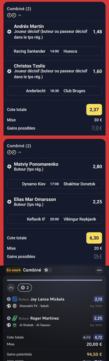 BetClem_'s tweet image. BETS #FOOTBALL ⚽ 03/05 🗓️ 

COMBINÉ DU JOUR ☘️ 
@2.01
37.50€ ➡️ 75.60€
Meilleures cotes ici 👇 
bit.ly/BETCLEM_BETIFY
Code promo : BETCLEM
🎁 50% de ton 1er dépôt en freebet jusqu'à 200€

COMBINÉ FUN 🔥 
@2.14
29€ ➡️ 62.36€

COMBINÉ JOUEURS DÉCISIF 🎯
@2.37
30€ ➡️