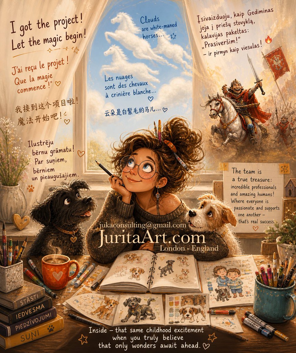 JuritaArt's tweet image. I received an order✨I'm starting to illustrate a #childrenbook! About #dogs #children adults. The team is a special kind of luck: incredible professionals! Thank you so much for inviting me! #JuritaArt #JuritaKalite #JuritaArtCom #illustrator #kidsbook #artproject #creativity