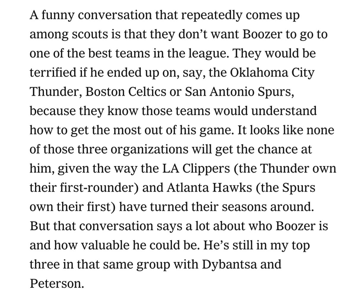 If no Giannis Mr. Boozer wouldn’t be a bad consolation prize.