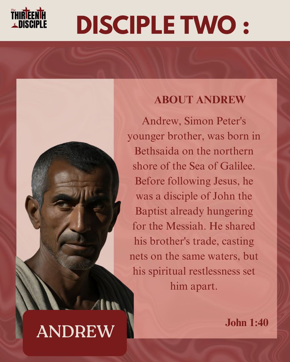 the13thdiscipl_'s tweet photo. How well do you know your disciples?

Our focus today is Andrew https://t.co/BMXL8lF6Nt