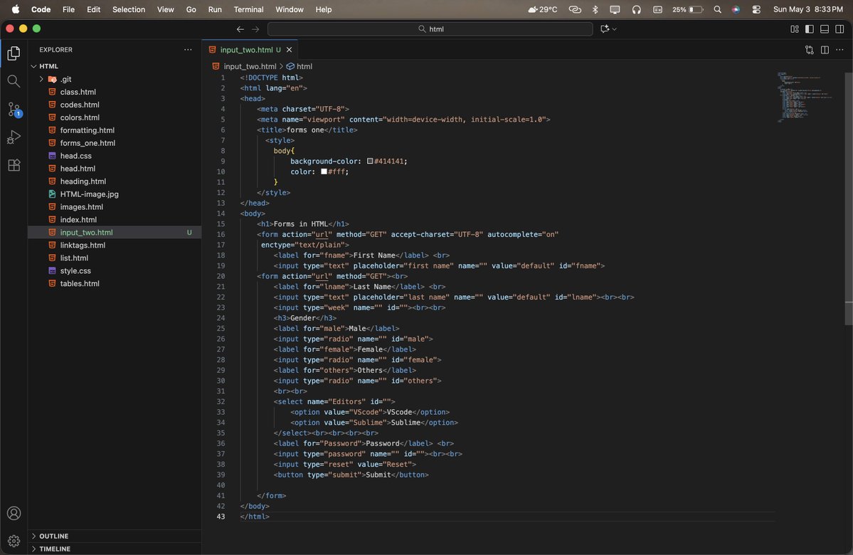 TheMaverick_tw's tweet image. Day 14✅ Two weeks in!🎉
Built a real signup form today🔥
→ Radio buttons, dropdowns, password field
→ Date picker, reset &amp;amp; submit buttons 
→ Looks like an actual website form  
HTML is almost done. CSS is coming 🎨
#100DaysOfCode #BuildInPublic #webdev #HTML