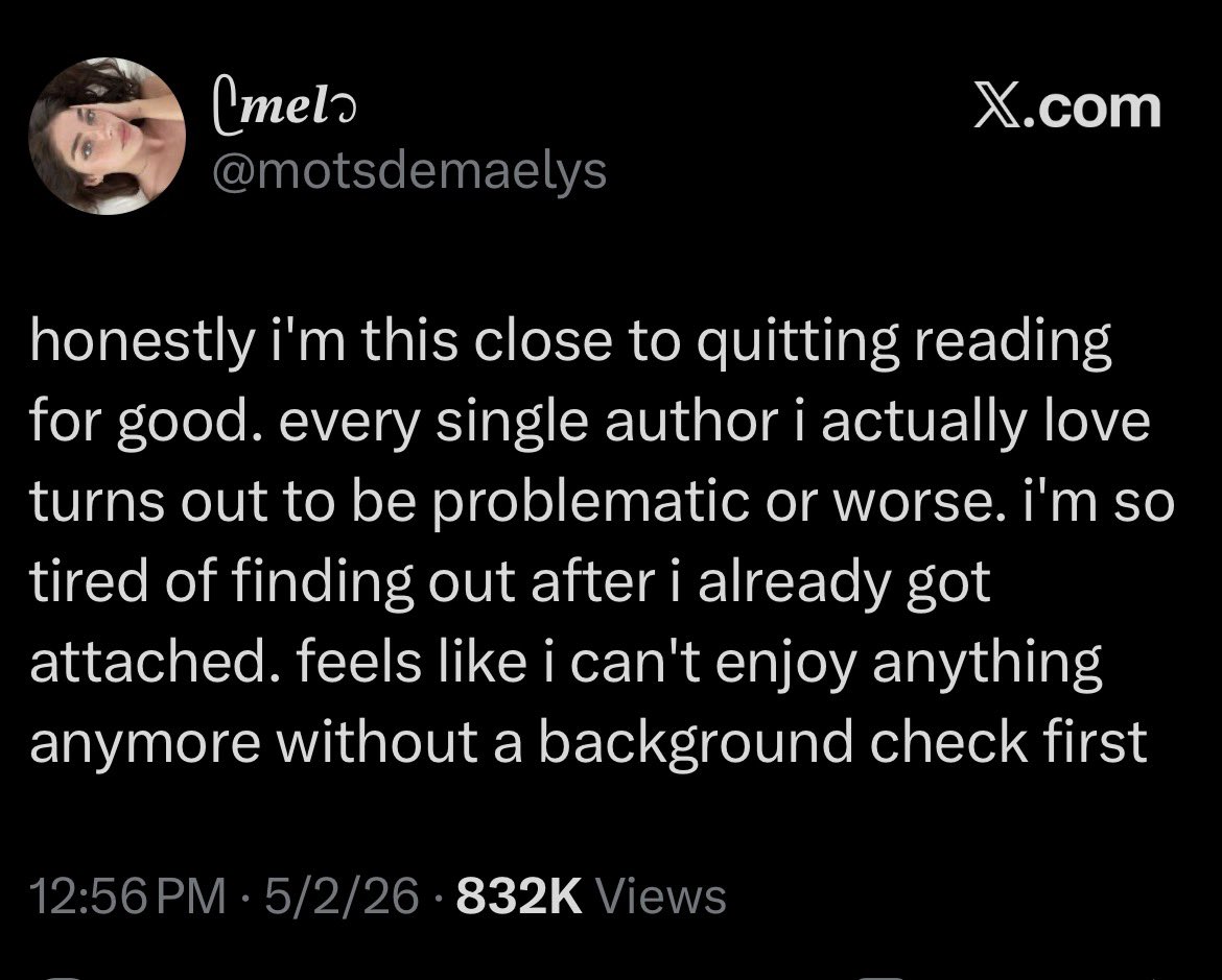 Not a great way to enjoy any art.

But this also reminds me how shippers bring in morality when it comes to ships. They think they’re morally good and if they hate/dislike a character then they must be bad. It’s antis with EO/Elliot.