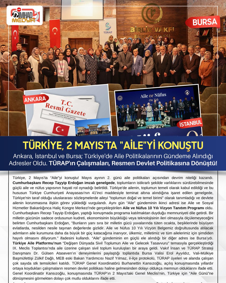 ImhadMedya's tweet photo. Türkiye, 2 Mayıs'ta "Aile"yi Konuştu

Ankara, İstanbul ve Bursa; Türkiye'de aile politikalarının gündeme alındığı adresler oldu. TÜRAP'ın çalışmaları, resmen devlet politikasına dönüştü.

#Aile #Türkiye #Ankara #İstanbul #Bursa #TürkiyeAilePlatformu #İMHAD #MEDYA #GENÇLİK https://t.co/ywNuZ03ta4