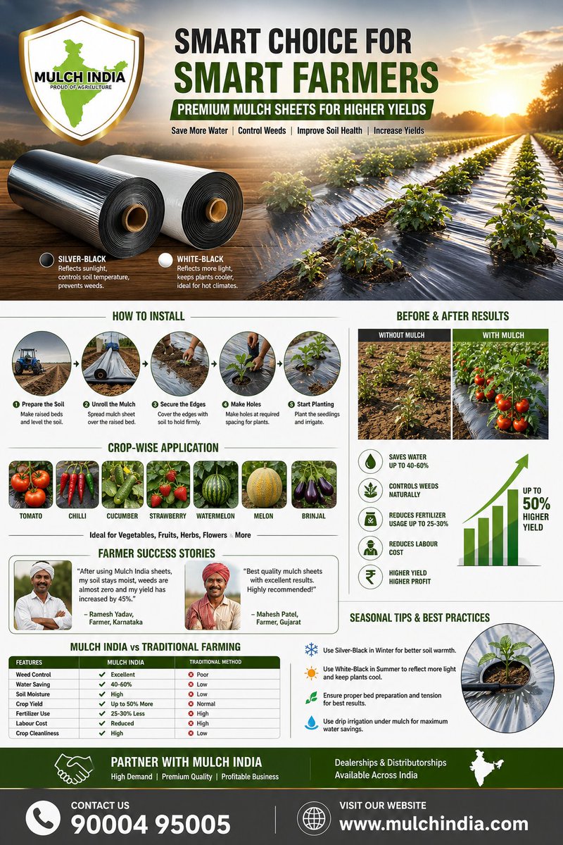 mulchindia's tweet photo. Plastic mulch sheet for agriculture | Mulch Film | Mulch India | Call: +𝟵𝟭 𝟵𝟬𝟬𝟬𝟰𝟵𝟱𝟬𝟬𝟱 https://t.co/3fezOTA7rd #plasticmulch #silverplasticmulch #plasticmulchinindia #hyderabadplasticmulch #plasticmulchinhyderabad #farmerscropgrowth #primopolymers #mulchindia https://t.co/TsvKkfyHn2