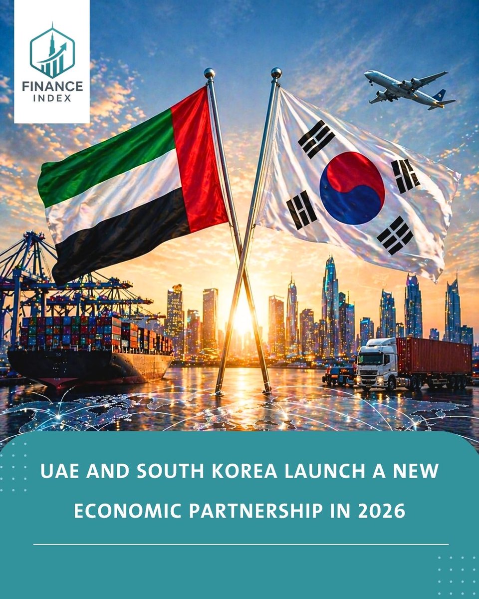 FIndex75331's tweet photo. UAE &amp; South Korea launch new economic partnership starting May 2026 🇦🇪

▪️ Tariff cuts on 91.2% of goods
▪️ Easier trade &amp; market access
▪️ Stronger public-private collaboration

📈 Boosts trade ($6.9B) &amp; investment

✨ First agreement with a GCC/MENA country
#UAE #Economy #Trade https://t.co/4cq5moTR6u
