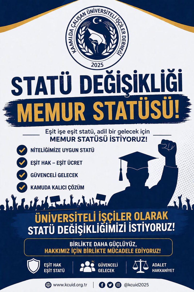 ibdkmkos's tweet photo. Kamu kurum ve kuruluşlarında 4857 sayılı kanuna tabi sürekli işçi statüsünde çalışan üniversite mezunu işçilerin yasal düzenleme ile çalıştıkları kurum ve kuruluşlarda statü değişikliği yapılarak mezuniyetlerine uygun memur kadrolarına geçirilmelerini talep ediyoruz. @RTErdogan https://t.co/SpZIjLrEsU