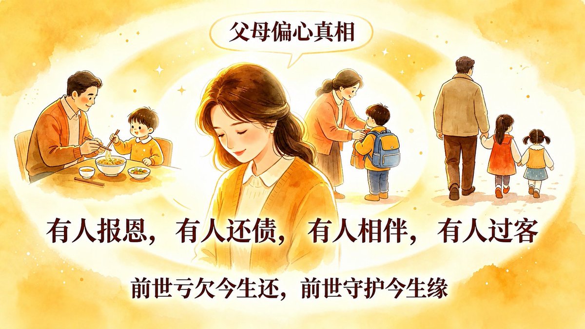 RoseBaby14613's tweet photo. 父母偏心真相

一辈子纠结父母偏心，满心委屈，终身内耗。
其实父母偏爱，无关好坏，只关乎前世缘分。
有人前来报恩，有人前来还债，有人今生相伴，有人匆匆过客。

前世亏欠今生还，前世守护今生缘。
明白因果，放下执念，余生不再为难自己。

☕️ https://t.co/57h1UIrKwU