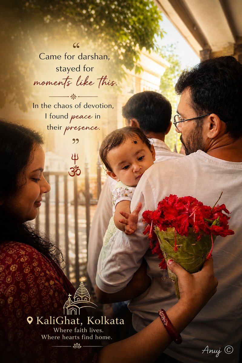 AnujRay62's tweet photo. A heartfelt candid moment captured at Kalighat Temple. I don’t know this family, but something about this scene—faith, love, and quiet connection—felt too powerful to ignore. Came for darshan, stayed for moments like this.

#kolkata 
#kalighat https://t.co/GNv3XXcqcZ