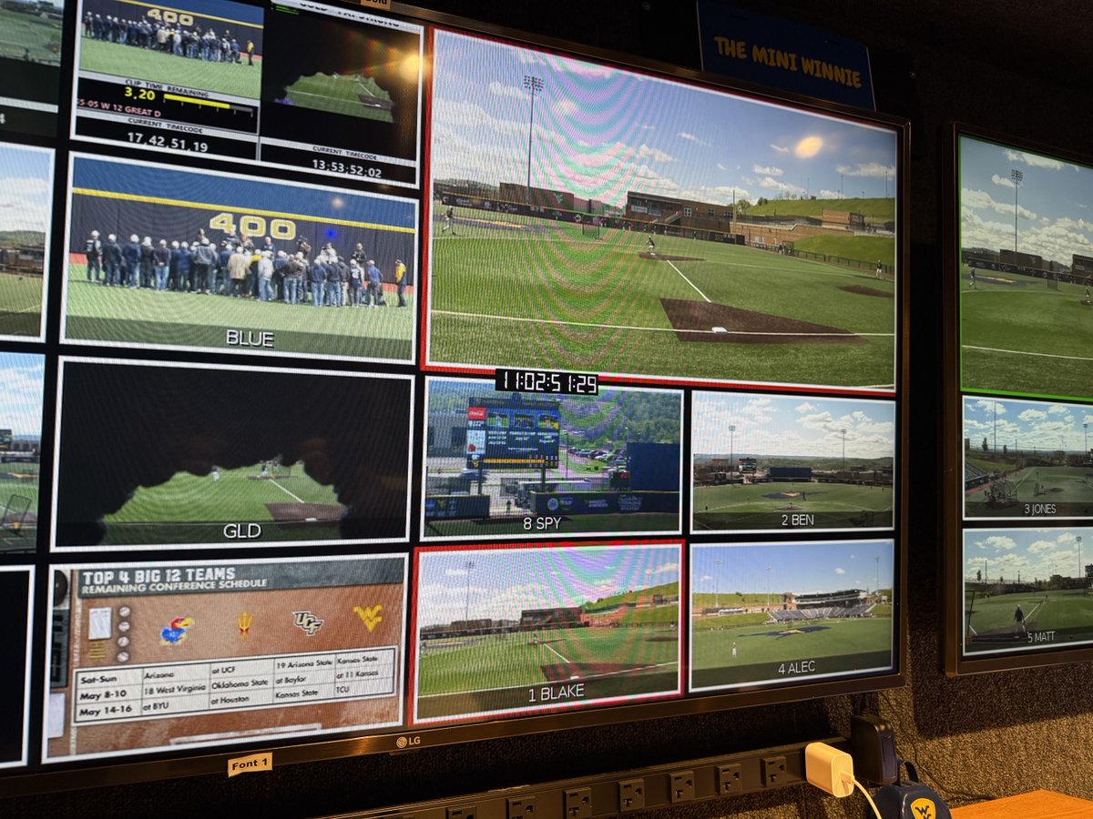WVUPUNK3's tweet photo. Office for the day producing Big 12 conference Baseball Kansas State-WVU baseball on ESPN plus at 1 pm eastern with Lanny Frattare, Tyler Barnette, ⁦@jonmorosi__⁩ @AmandaMazey and the great crew at WVU https://t.co/AEkh5LyXGn