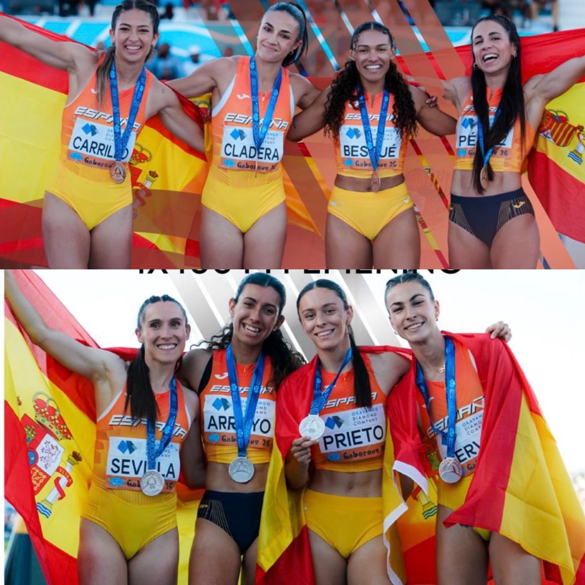 mostoboban's tweet photo. El campeonato del mundo de relevos es un espectáculo. Competición dinámica y espectacular. Fantástica participación española: dos medallas y traca final con la victoria de Botsuana que casi hace caerse el estadio de Gaborone. https://t.co/9YoZyZFLOx