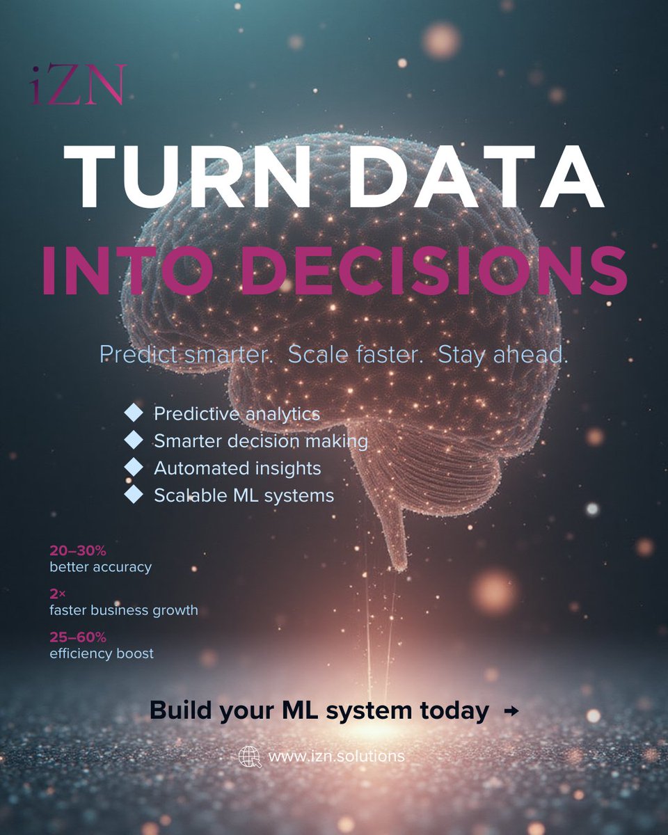 izn_solutions's tweet image. Most businesses don't lack data, they lack clear direction.
We help turn your data into decisions you can actually act on.
If you had better insights today, what would you change first?

#AIforBusiness #MachineLearning #DataDriven #BusinessGrowth #DigitalTransformation