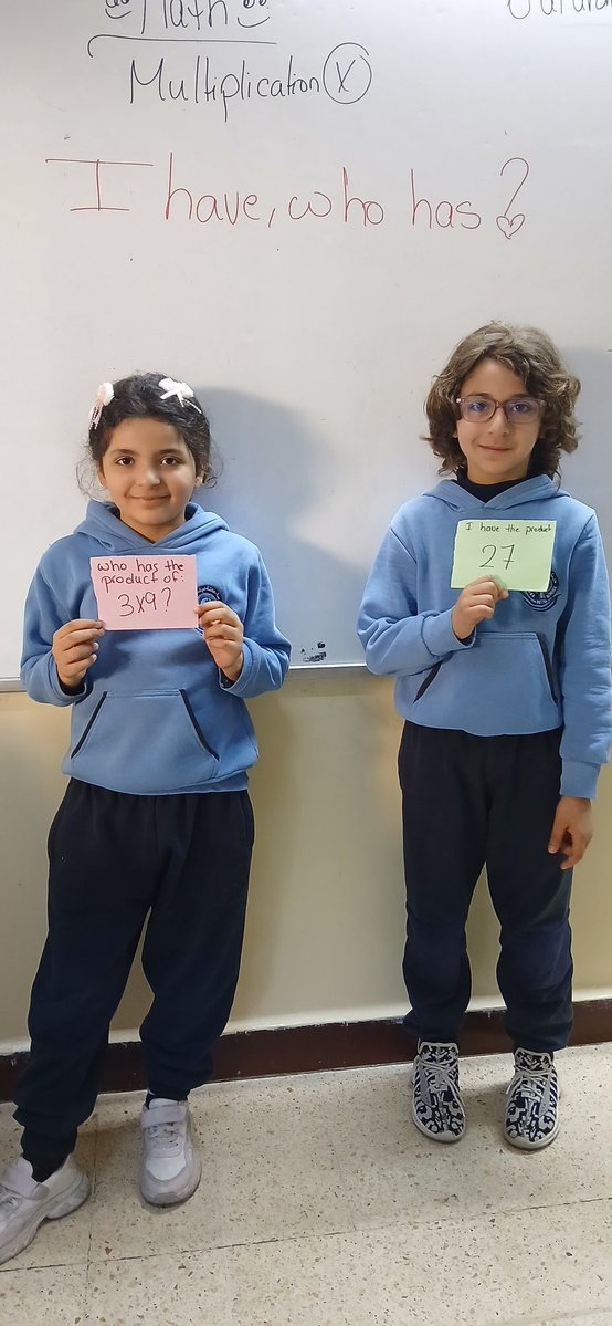 baltaji_rawan's tweet image. Learning multiplication through play✨
I Have, Who Has?
Grade 2 learners matched multiplication equations with their products while having fun😍
#math #multiplication
@FawziehHn 
@MakAishaSchool