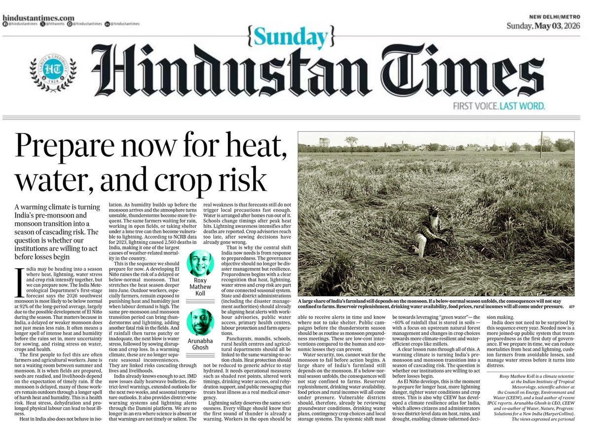 KantiFoundation's tweet image. #climatemessages 🌡️ India is entering a dangerous phase where heat, water stress &amp;amp; crop risks are rising together ⚠️
Delayed monsoons = more heat, more uncertainty, more losses 🌾💧
👉 Time to shift from reaction to preparedness

#ClimateChange #Heatwave #WaterCrisis #Agriculture