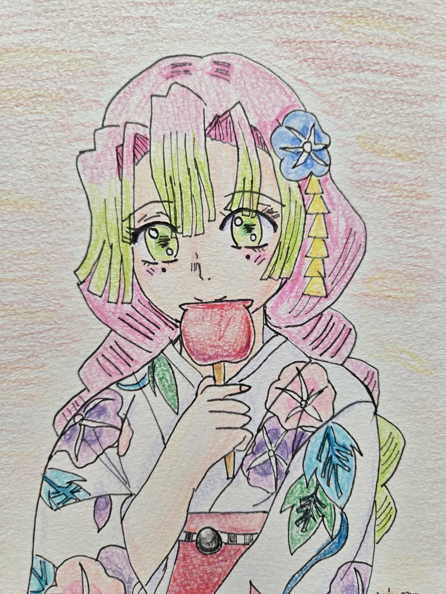 昨年描いた唯一のカラー絵。お友達さんに描いた🍡ちゃんも地味に