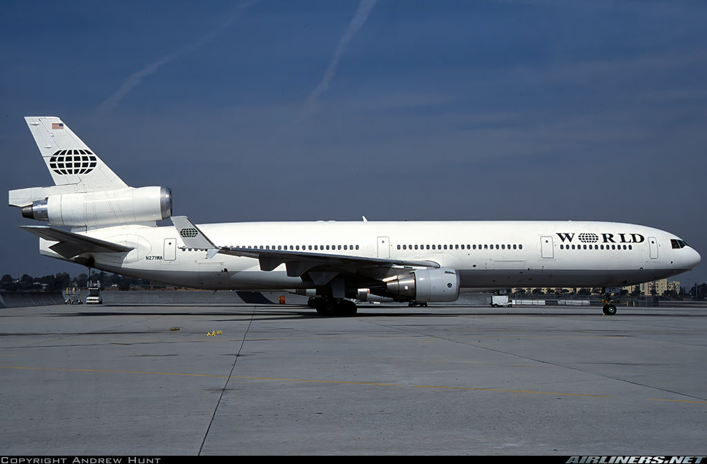 n194at's tweet image. World Airways 
McDonnell Douglas MD-11 N271WA
LAX/KLAX Los Angeles Intl Airport
Early 2000s
Photo credit Andrew Hunt 
#AvGeek #Aviation #Airline #AvGeeks #McDonnellDouglas #MD11 #LosAngeles #LAX @flyLAXairport #WorldAirways 🇺🇸