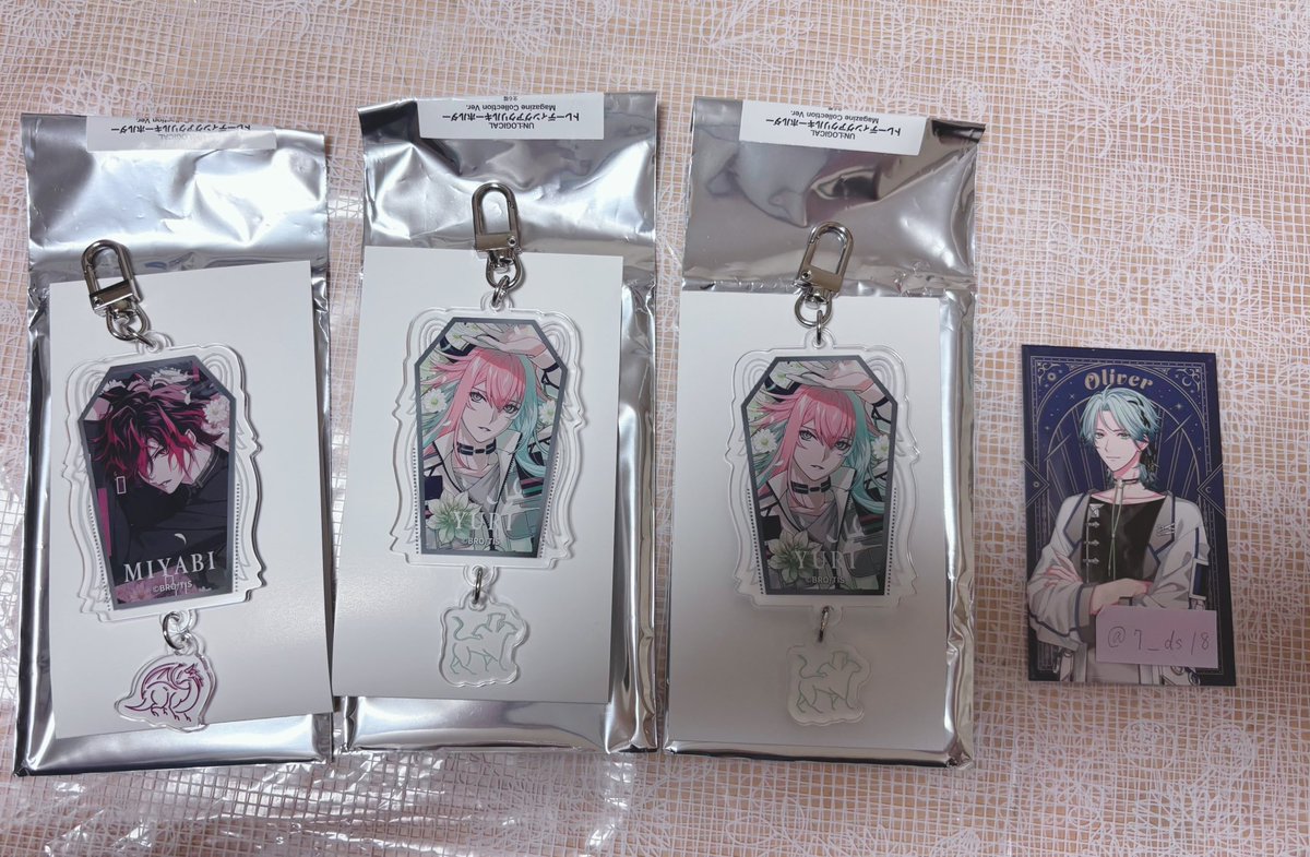 7_ds18's tweet photo. 【交換】BGS ブロッコリーガールズショップ UN:LOGICAL アンロジカル アンロジ アクリルキーホルダー アクキー

譲 雅火 ユーリ2

求 藍＞環無

郵送交換希望しています。
検索からでもお気軽にお声掛けください🙇🏻‍♀️ https://t.co/AvvcHY0PU2