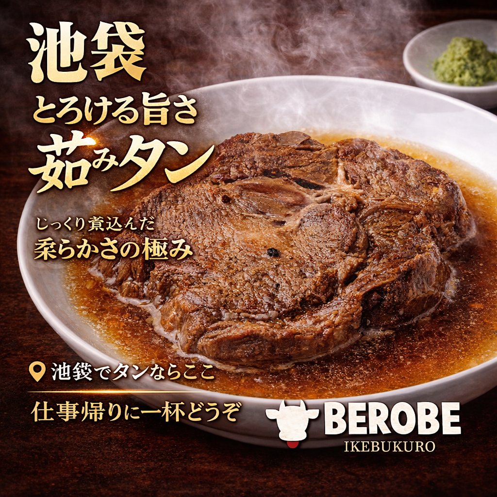 BEROBE5's tweet photo. 🥩🔥 池袋で“知る人ぞ知る逸品”見つけました。 🔥
🥩箸を入れた瞬間、ほろっと崩れる。

じっくり煮込まれた茹でタンは、想像を超える柔らかさ。🤤口に入れれば、とろける旨みがじゅわっと広がって、気づけばお酒が止まらない一皿です。

焼きタンもいい。
でも今日は、染みる旨さを選びませんか？仕事終わりに一人でしみじみ。
仲間と飲みながらつつくのも最高。

“わかってる大人”が頼む隠れ人気メニューです。池袋でタン好きなら、一度は食べてほしい。

次来てもまた頼んでしまう中毒性。今夜、いつもの一杯を格上げしませんか？

📍BEROBE IKEBUKURO

#池袋グルメ #池袋居酒屋 #池袋ディナー #池袋牛タン #煮込み料理 #タン好き #池袋飲み #仕事終わりの一杯 #隠れ名物 #BEROBE
