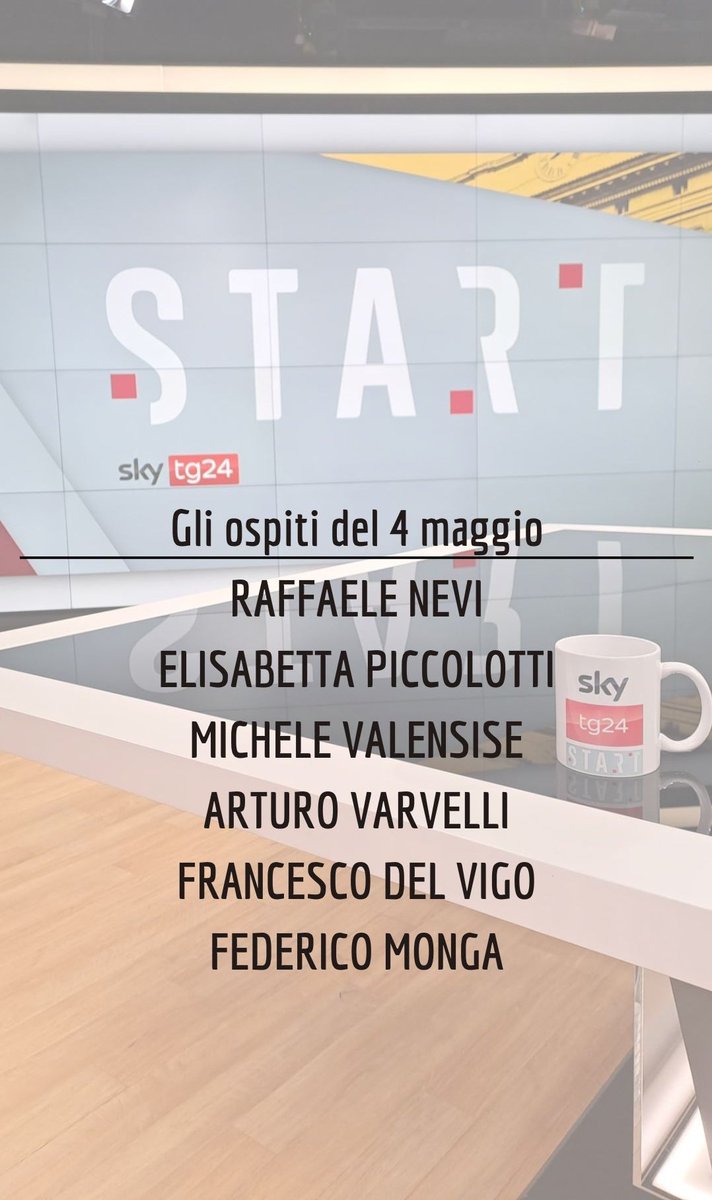 giopank's tweet image. Domani a #Start saremo con @raffaelenevi, @BettaPiccolotti, Michele Valensise @IAIonline, @arturo_varvelli, @fmdelvigo e Federico Monga @LaStampa. Come sempre dalle 9:30 su @SkyTG24. Vi aspetto!
