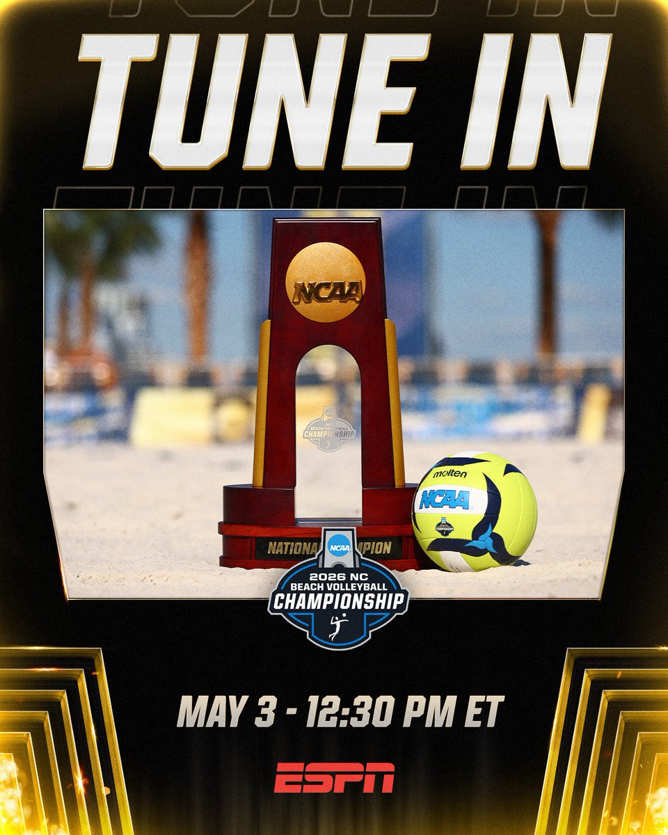 NCAAVolleyball's tweet photo. ๐ TUNE IN ๐
(1) @StanfordBeachVB
๐
(3) @UCLABeachVB
โฐ 12:30 PM ET
๐บ ESPN
๐๏ธ https://t.co/REcd8fSjgg
#NCAABeachVB https://t.co/SAxyhH9X3h